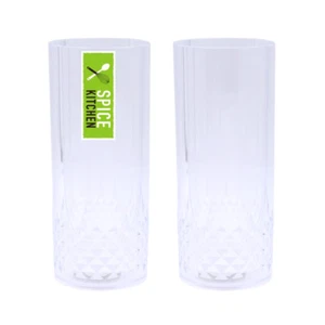 8x Crystal Acrylic Highball Hi Ball Drinking Glasses Tumblers Cups Juice Wine - Picture 1 of 1