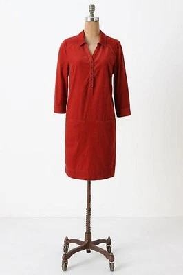 $118 Anthropologie Odille Firewarned Shift Corduroy Dress Burnt Orange 2 - Image 1 of 3