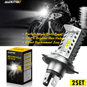 1/2Set H4 AUXITO HB2 9003 LED Motorcycle Headlight Hi/Lo Kit Beam Power Bulb Lig
