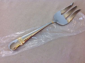 Oneida Golden ASTRAGAL Cold Meat Large Serving Fork New - Picture 1 of 4