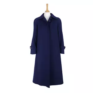 Aquascutum Size UK 6 Vintage Navy 100% Pure New Wool Midi Length Pea Coat - Picture 1 of 14