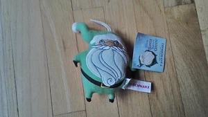 NWT F.A.O. SCHWARZ CHRISTMAS ORNAMENT FABRIC SANTA WHEN SANTA TURNED GREEN - Picture 1 of 2