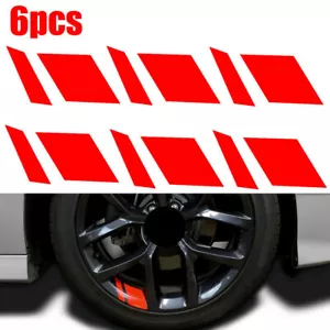 6x Reflective Car Wheel Rim Vinyl Decals Red Stickers Accessories For 16"-21" - Picture 1 of 15