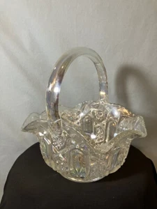 Vintage Bridal Basket Iridescent Carnival Glass by L.E. Smith Quintec Design - Picture 1 of 7