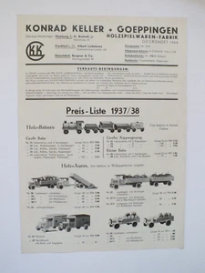 Price list - Konrad Keller - 1937/38 - wooden toys - Göppingen - B23 - Picture 1 of 5