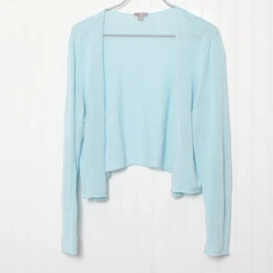 J Jill Blue Open Front Long Sleeve Linen Rayon Knit Cardigan Sweater XL - Picture 1 of 8