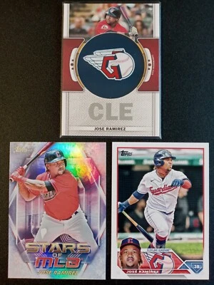 (3) 2023 Topps Commemorative Team Logo Jose Ramirez # TLP-JRA,Smlb-7,256 - Image 1 of 2