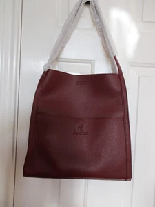 ZMBIRD BURGANDY LEATHER DOUBLE STRAP PURSE 11 X 12 X 9 INCHES BRAND NEW - Picture 1 of 8
