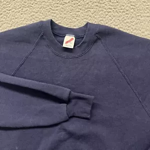 Vtg Jerzees Sweatshirt Adult XL Blue Crewneck Pullover Made In USA Lightweight - Picture 1 of 11
