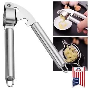 Stainless Steel Garlic Press Crusher Squeezer Masher Mincer Manual Kitchen Tool - Picture 1 of 8