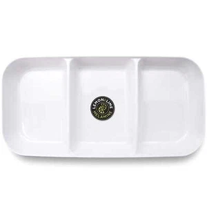 White Melamine Plastic 3 Section Compartment Tray 32.5cm Party Catering Grazing - Picture 1 of 2
