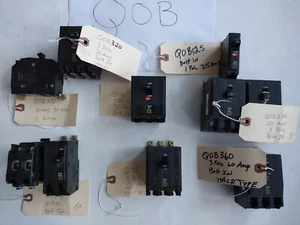 SQUARE D  QOB   (1) Lot of 10 breakers/ Misc Sizes/New & Used --A & kA in list - Picture 1 of 14