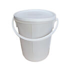 25L White Bucket With Plastic Handle And Lid Storage Mixing Bucket Gardening DIY