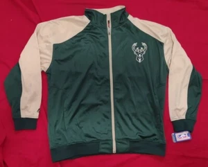 NBA Milwaukee Bucks Men's Size 3XL Green/Tan Majestic Track Jacket - New w/ Tags - Picture 1 of 7