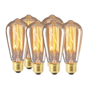 Edison Light Bulbs, ST64 Incandescent Bulb 6-Pack Decorative Vintage Warm White - Picture 1 of 19