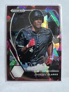 2021 Panini Prizm Draft Picks Denzel Clarke #127 Burgundy Cracked Ice /23