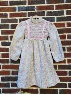 Vintage 70s girl's 8 Polly Flinders hand smocked pink floral dress - Picture 1 of 12