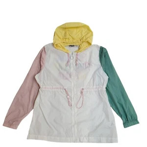 Fila White Green Windbreaker Hooded Sports Jacket Uk Women's Size Large EE238 - Picture 1 of 8