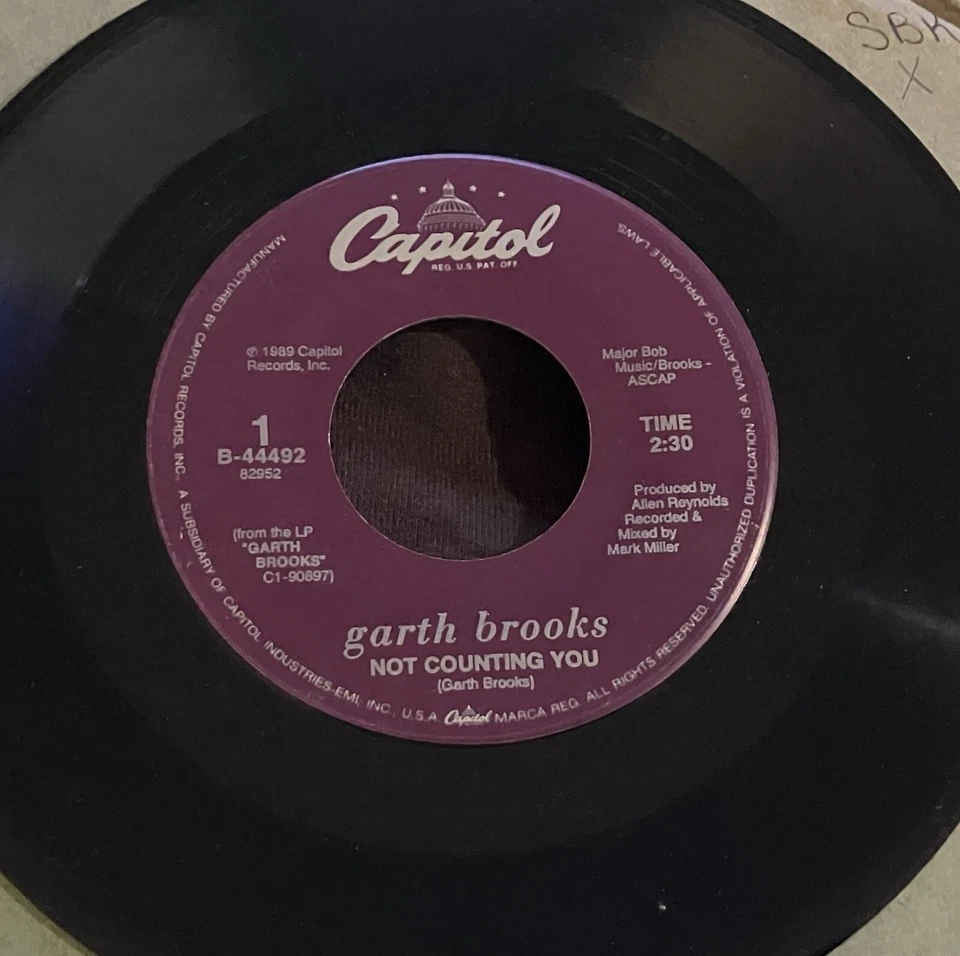 GARTH BROOKS - Not Counting You - VG++ 1989 Capitol Country Vinyl 45 7" - Image 1 of 1
