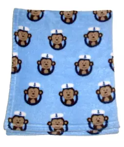 Manta Bebé Azul Garanimals Mono Marinero Capitán Seguridad Náutica Lovey 30x36 - Imagen 1 de 3