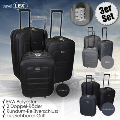 LEX 3tlg. EVA Reisekoffer Set Trolley Reisetasche Reisegepäck Koffer Farbauswahl - Bild 1 von 4