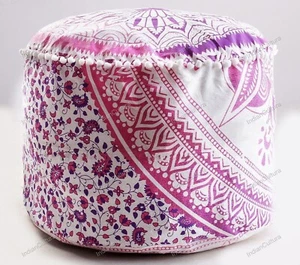 Indian Footstool Pouffe Cotton Ottoman Seating Cover Mandala Bean Bag New 22 in - Picture 1 of 7