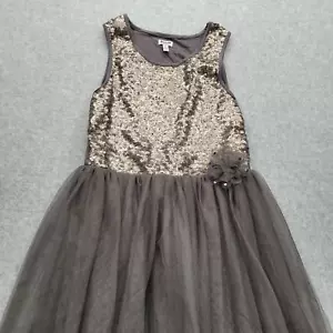 Ruum Kids Size 12 Dark Brown Laced Sequins Sleeveless Dress - Picture 1 of 12