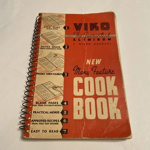 Vintage 1939 Retro VIKO rotes Kochbuch - spiralgebunden - Aluminium Spiegel Produkt - Bild 1 von 6