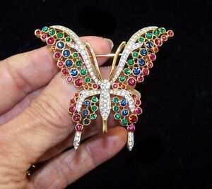 Sapphire and Pave Butterfly Pin Trifari 'Alfred Philippe' Ruby, Emerald,