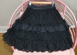 Silk Satin Lace ruffled polka dot mesh Skirt Alannah hill Sz XS Black - Picture 1 of 3