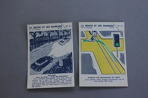 2 image vignette Biscottes DOR la route et ses dangers voiture panneaux 1959 - Picture 1 of 1