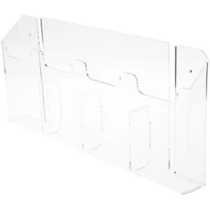 Plymor Clear Acrylic 4-Pocket Wall Mount Brochure Holder Up to 4" Wide Documents - Picture 1 of 1