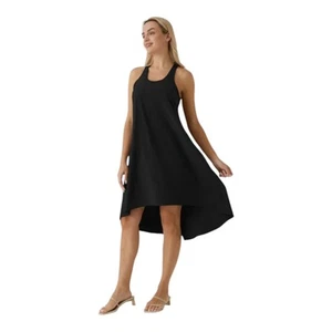 Halara Breezeful Racerback Dress XL Pockets High Low Flowy Midi Quick Dry Black - Picture 1 of 14