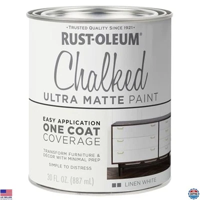 Pintura Ultra Mate Rust-Oleum Lino Blanco Tiza - 30 OZ, Una Capa, Sin Lijado Foto 1 de 4