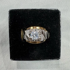 Vintage Lindenwold Schmuck 14k Gold Elektroplatte C2 2-farbig Ring Herren Gr. 10 nie getragen - Bild 1 von 12