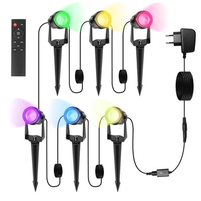 Gartenstrahler Außen Bodenstrahler RGB 6er Set Garten Leuchte mit Erdspieß - Bild 1 von 4