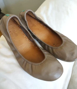 KRAWATTEN BRAUN TAUPE LEDER KLASSISCHE FLACHE SCHUHE, 8M - Bild 1 von 7