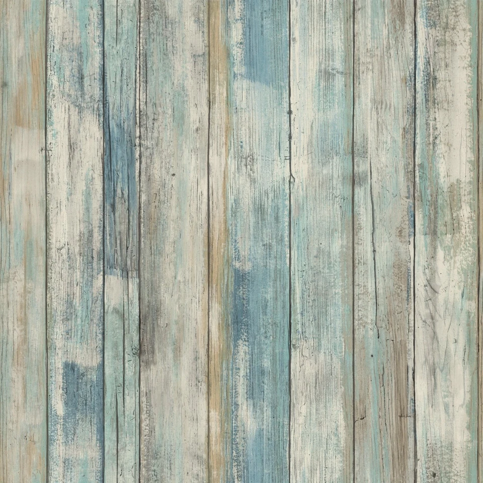 RoomMates RMK9052WP Blue Distressed Wood Peel and Stick Wallpaper - Image 1 of 4