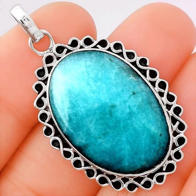 Natural Paraiba Amazonite 925 Sterling Silver Pendant Jewelry P-1069 - Image 1 of 4