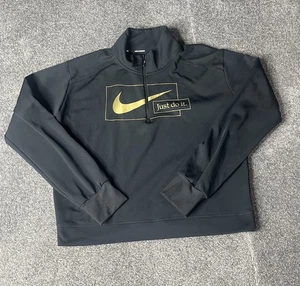 Nike Icon Clash Sweatshirt Womens Medium Black Just Do It Cropped Running Shirt - Picture 1 of 12