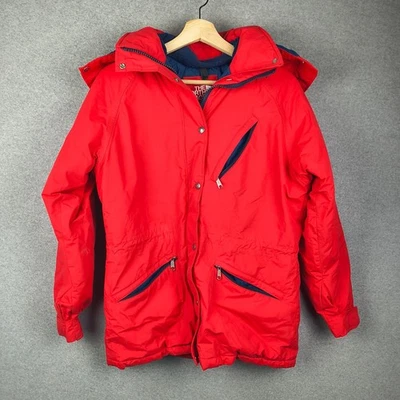 Vintage The North Face Women Medium Red Gore Tex Hooded Parka Ski Snow Jacket - Image 1 of 4