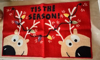 Rudolph The Red Nose Reindeer Door Rug Red Christmas Accessories Bath Mat - Image 1 of 4
