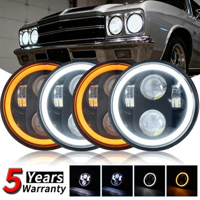 Faro LED DRL haz alto bajo para Chevrolet Chevelle 1965-1970 4x 5,75 pulgadas Foto 1 de 4