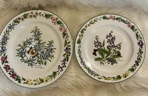 Royal Worcester Herbs Rosemary Dinner &Sage Salad Plates Green Trim Set Of 2 - Picture 1 of 8