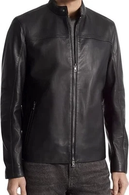Michael Kors Men's Leather Racer Jacket - Large - Image 1 of 4