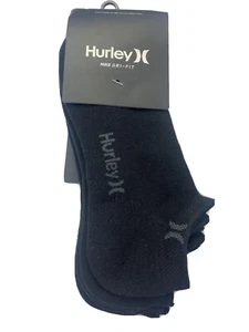 New Nike Dri-Fit Hurley 3 Pack Black One And Only Low Cut Socks Mens 6-8 - Picture 1 of 7