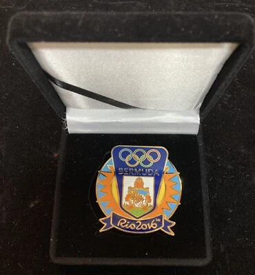 Rio de Janeiro 2016 Bermuda NOC Delegate Jumbo Olympic Pin Badge in Original Box - Image 1 of 2