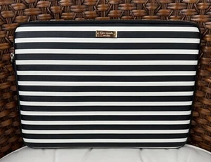 Kate Spade Laptop Sleeve for 13" Laptop MacBook Striped Black White VGC - Picture 1 of 11