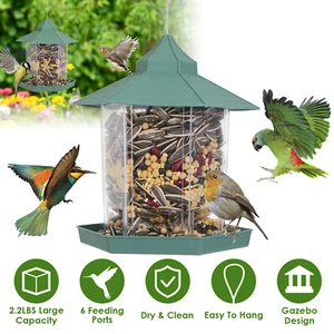 Bird Feeders for Outdoors Garden Hanging Gazebo Wild Bird Feeder 6 Feeder Ports - Picture 1 of 29