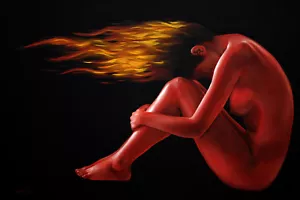 Aflame by Pollard Akt Fantasy 8x12 signiert Kunstdruck weibliche Erotik Figur - Bild 1 von 3